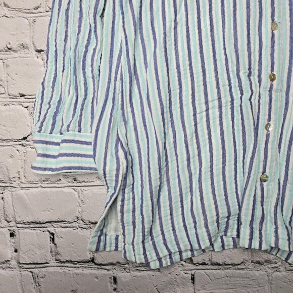 Soft Surroundings Escambia Gauze Tunic Button Up 100% Cotton Striped Shirt Large - Picture 5 of 10